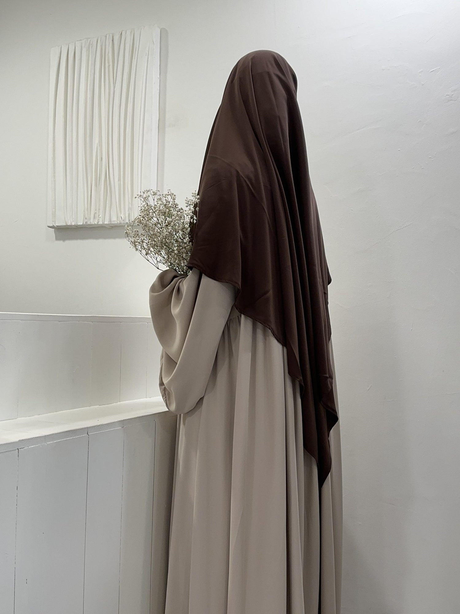 KHIMAR SOIE DE MEDINE COURT ( QUALITE PREMIUM )