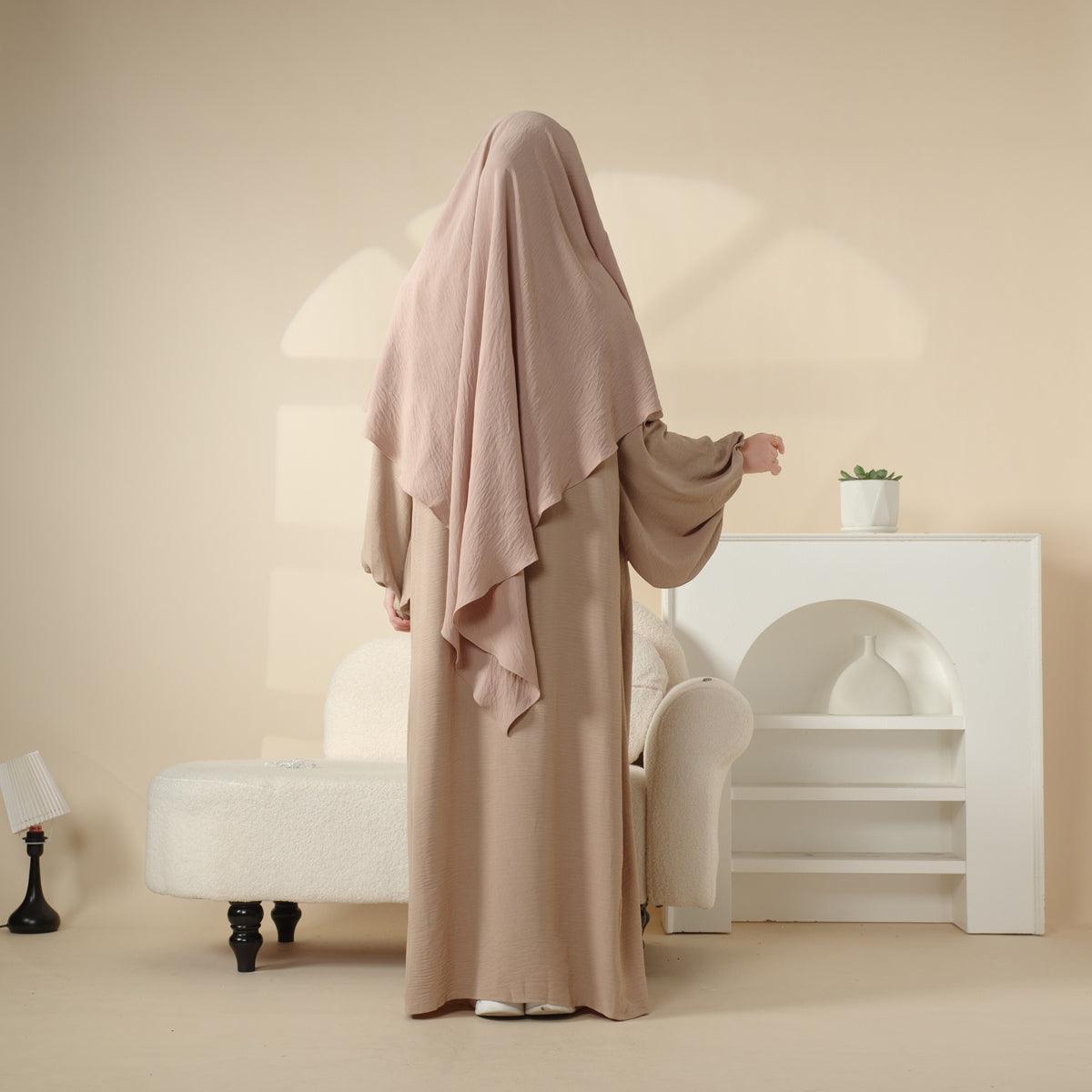 Elegante set Abaya e Khimar in crêpe da 2 pezzi (MK008)
